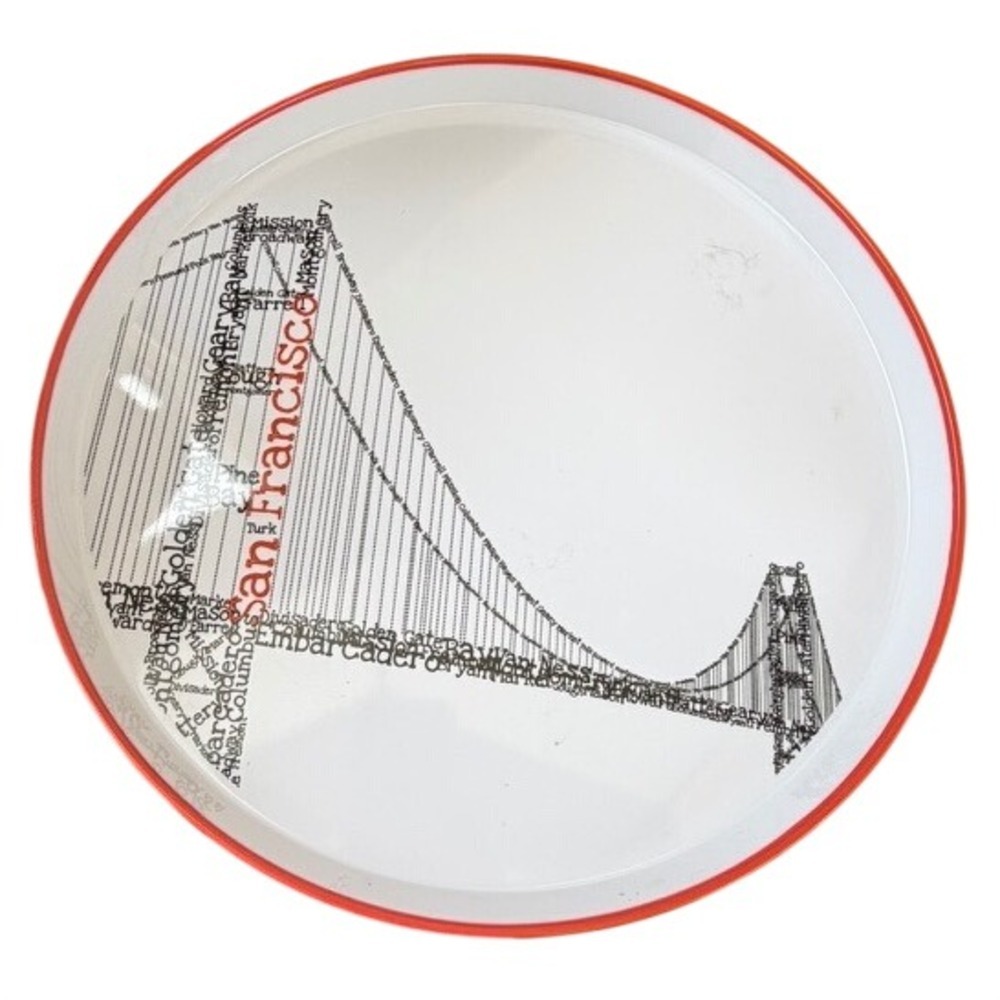 San Francisco Golden Gate Bridge Room Essentials Serving Tray Large White Red